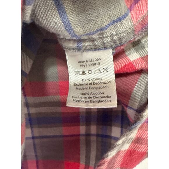 Zach's Girlfriend Bea Long Sleeve Snap Up Shirt Blue/Pink/Gray Flannel Size XL - Picture 5 of 5
